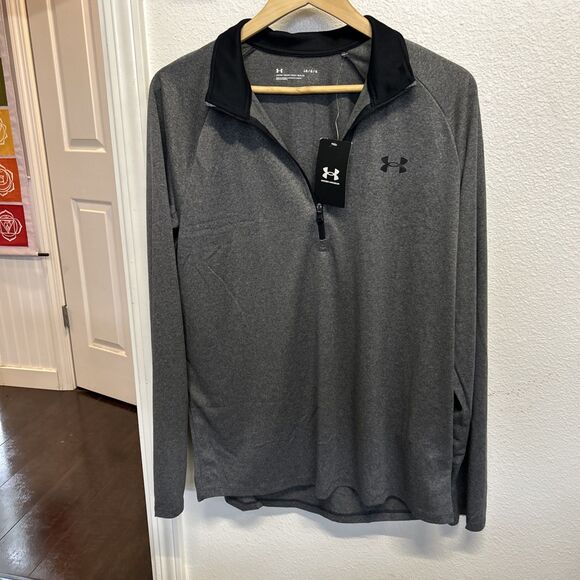 Under Armour Mens Tech 1/2 Half Zip Top Gym Training Running Golf Gray Large New - Picture 6 of 13